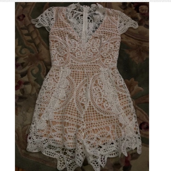 Fashion Nova Pants - Fashion Nova Crochet My Romper White NWT